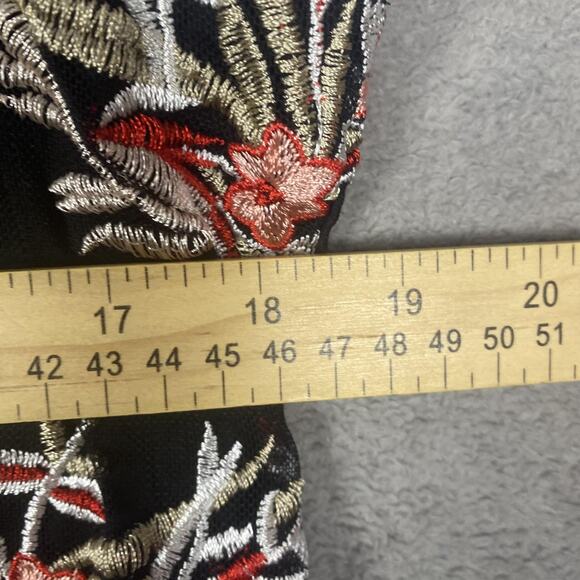 Alfani Woman Dress Womens 16W Black Floral Embroidered Sleeveless Mesh Asym Hem - Picture 8 of 12